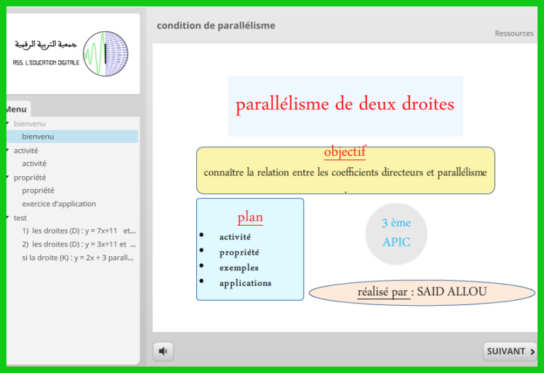 Condition de parallélisme