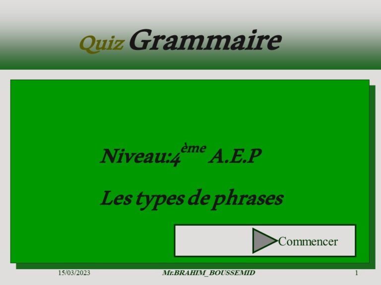 Quiz Grammaire