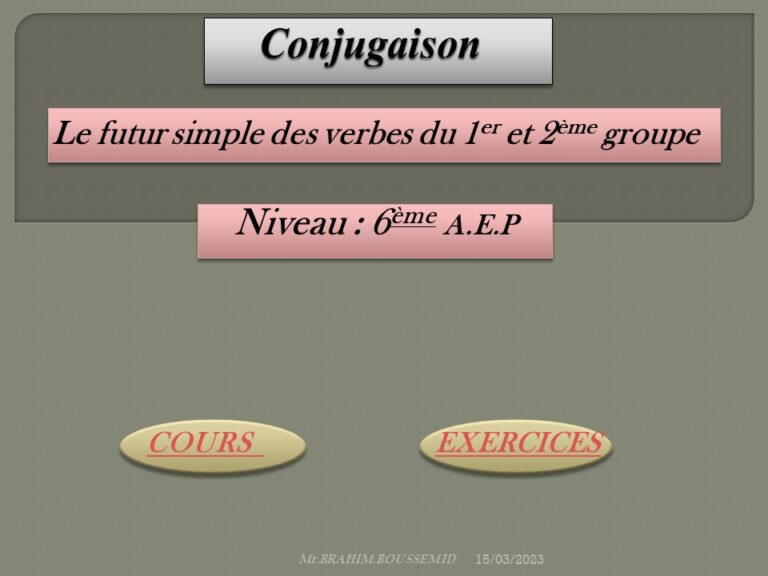 Conjugaison Le futur simple des verbes du 1er et 2ème groupe