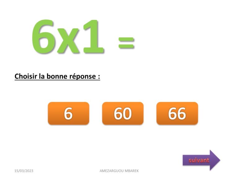 Table de multiplication x6